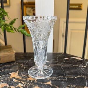Vintage Mikasa Parisian Ivy Crystal Vase 6.25" Swirl & Frosted Glass Germany